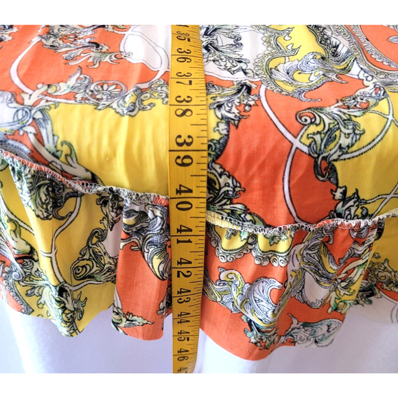 Elan Womens M Strapless Cover Dress Hi Low Stretch Orange Bold Tropical Beachy - Picture 5 of 8